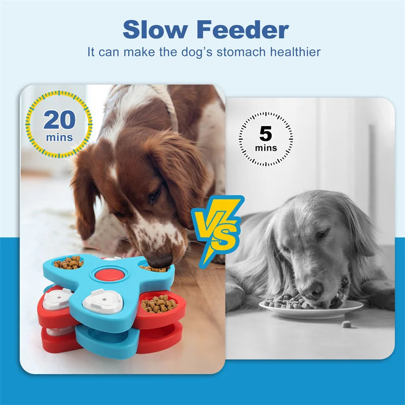 Interactive Dog Puzzle Toy - Multi-Layer Rotating Turntable Slow Feeder For Mental Stimulation & Training