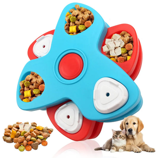 Interactive Dog Puzzle Toy - Multi-Layer Rotating Turntable Slow Feeder For Mental Stimulation & Training