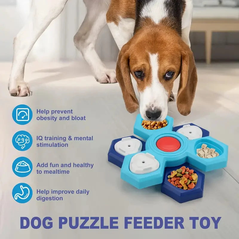 Interactive Dog Puzzle Toy - Multi-Layer Rotating Turntable Slow Feeder For Mental Stimulation & Training