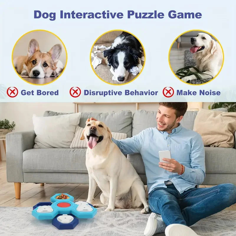 Interactive Dog Puzzle Toy - Multi-Layer Rotating Turntable Slow Feeder For Mental Stimulation & Training