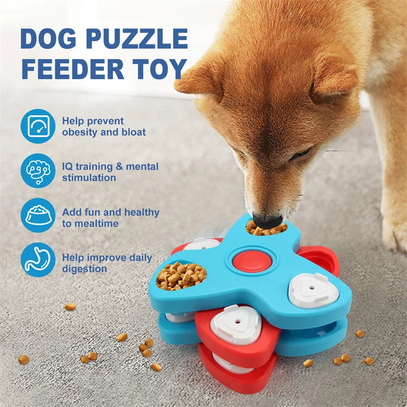 Interactive Dog Puzzle Toy - Multi-Layer Rotating Turntable Slow Feeder For Mental Stimulation & Training