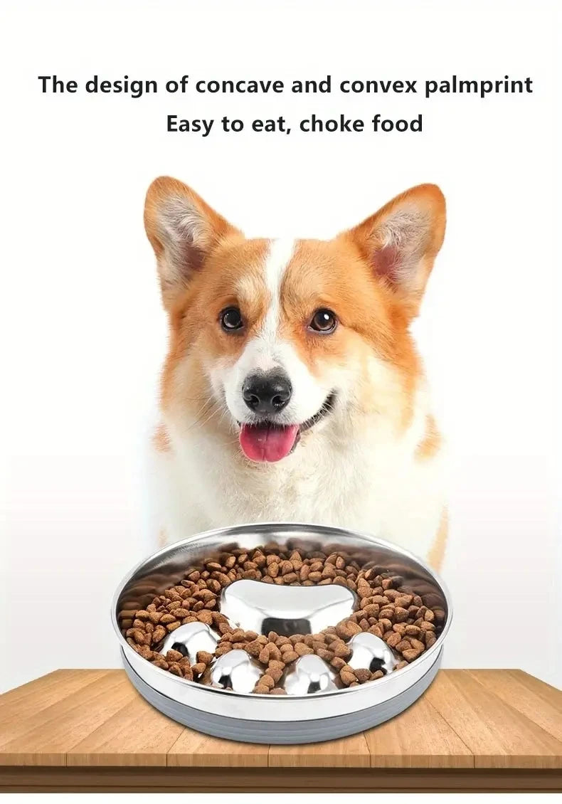 Premium Stainless Steel Pet Bowl Cervical Spine Protection for Dogs & Cats Pet Choke and Choke Prevention Slow Food Bowl