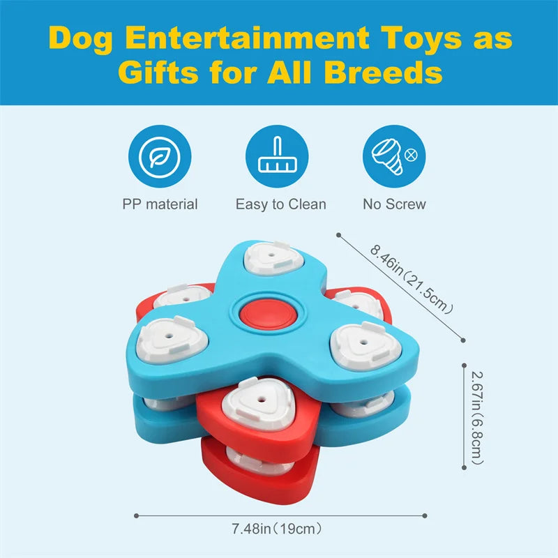 Interactive Dog Puzzle Toy - Multi-Layer Rotating Turntable Slow Feeder For Mental Stimulation & Training